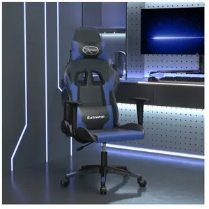 vidaXL Chaise de jeu de massage Noir et bleu Similicuir pas cher