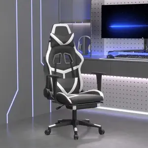 vidaXL Chaise de jeu de massage avec repose-pied Noir&Blanc Similicuir pas cher