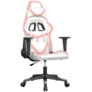 vidaXL Chaise de jeu de massage Blanc et rose Similicuir pas cher