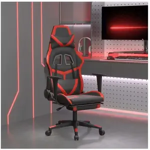 vidaXL Chaise de jeu de massage avec repose-pied Noir&Rouge Similicuir pas cher