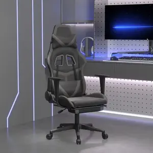 vidaXL Chaise de jeu de massage avec repose-pied Noir&Gris Similicuir pas cher