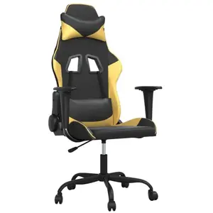 vidaXL Chaise de jeu de massage Noir et doré Similicuir