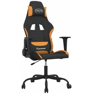 vidaXL Chaise de jeu de massage Noir et orange Tissu pas cher