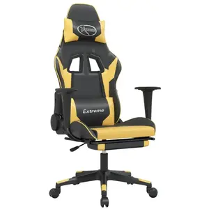 Comparateur de prix : vidaXL Chaise de jeu de massage et repose-pied Noir doré Similicuir