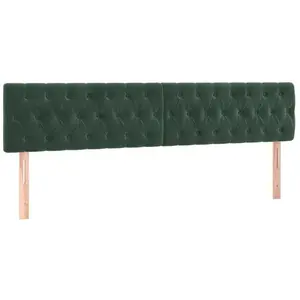 vidaXL Têtes de lit 2 pcs Vert foncé 100x7x78/88 cm Velours pas cher