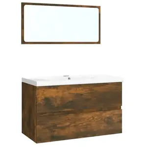 vidaXL Meubles de salle de bain Chêne fumé Bois d'ingénierie pas cher