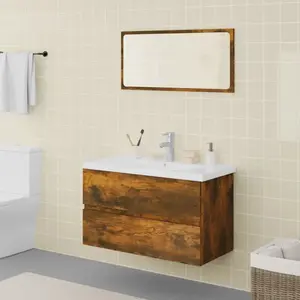 vidaXL Meubles de salle de bain Chêne fumé Bois d'ingénierie pas cher