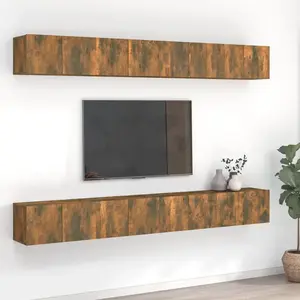 vidaXL Meubles TV 8 pcs Chêne fumé 60x30x30 cm Bois d'ingénierie pas cher