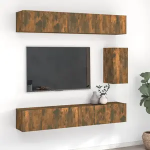 vidaXL Ensemble de meubles TV 7 pcs Chêne fumé Bois d'ingénierie pas cher