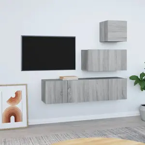 Comparateur de prix : vidaXL Ensemble de meubles TV 4 pcs Sonoma gris Bois d'ingénierie