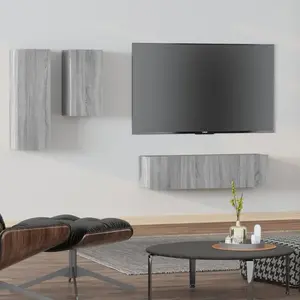 vidaXL Ensemble de meubles TV 4 pcs Sonoma gris Bois d'ingénierie pas cher
