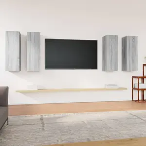 vidaXL Meubles TV 4 pcs Sonoma gris 30,5x30x90 cm Bois d'ingénierie pas cher