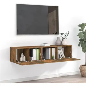 vidaXL Ensemble de meubles TV 2 pcs Chêne fumé Bois d'ingénierie pas cher