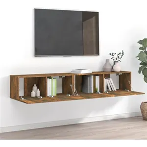vidaXL Ensemble de meubles TV 2 pcs Chêne fumé Bois d'ingénierie pas cher