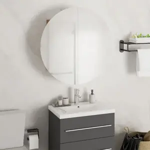 vidaXL Armoire de salle de bain miroir rond et LED Chêne 47x47x17,5 cm pas cher