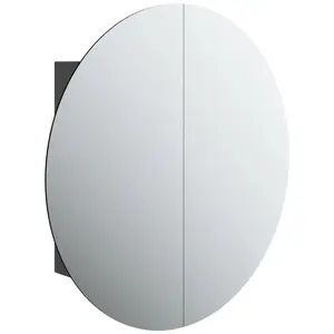 vidaXL Armoire de salle de bain miroir rond et LED Noir 54x54x17,5 cm pas cher