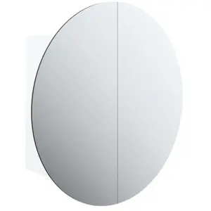 vidaXL Armoire de salle de bain miroir rond et LED Blanc 40x40x17,5 cm pas cher