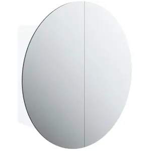 vidaXL Armoire de salle de bain miroir rond et LED Blanc 47x47x17,5 cm pas cher