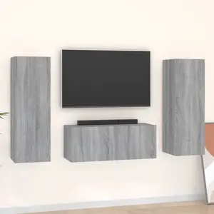 vidaXL Ensemble de meubles TV 3 pcs Sonoma gris Bois d'ingénierie pas cher