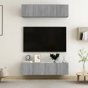 vidaXL Meubles TV muraux 4pcs Sonoma gris 60x30x30cm Bois d'ingénierie pas cher