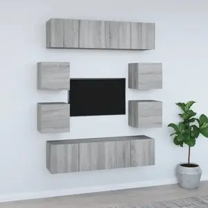 vidaXL Ensemble de meubles TV 8 pcs Sonoma gris Bois d'ingénierie pas cher