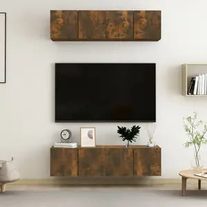 vidaXL Meubles TV muraux 4 pcs Chêne fumé 60x30x30cm Bois d'ingénierie pas cher