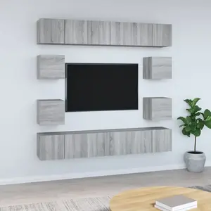 vidaXL Ensemble de meubles TV 10 pcs Sonoma gris Bois d'ingénierie pas cher