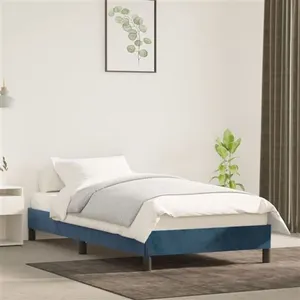 vidaXL Cadre de lit Bleu foncé 90x190 cm Velours pas cher