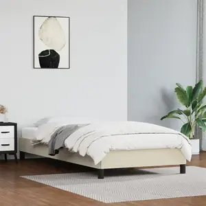 Cadre de lit sans matelas crème 100x200 cm similicuir vidaXL pas cher