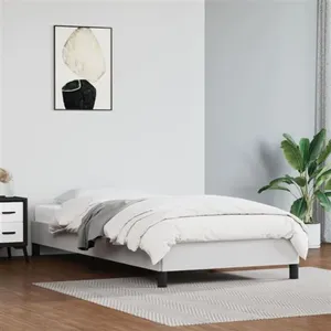 vidaXL Cadre de lit Blanc 90x190 cm Similicuir pas cher