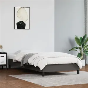 vidaXL Cadre de lit Gris 90x190 cm Similicuir pas cher