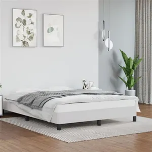 vidaXL Cadre de lit Blanc 140x190 cm Similicuir pas cher