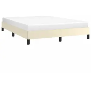 vidaXL Vidaxl Cadre De Lit Sans Matelas Crème 140x190 Cm Similicuir pas cher