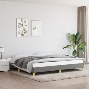 vidaXL Cadre de lit Gris foncé 200 x 200 cm Tissu pas cher