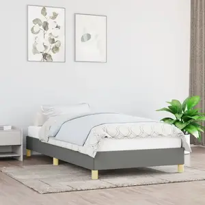 vidaXL Cadre de lit Gris foncé 90x190 cm Tissu pas cher