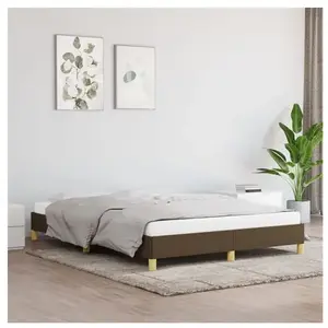 vidaXL Cadre de lit Marron foncé 160x200 cm Tissu pas cher