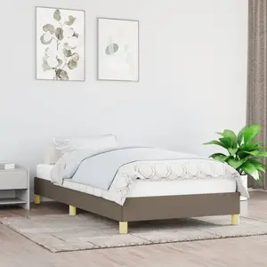 vidaXL Cadre de lit Taupe 100x200 cm Tissu pas cher