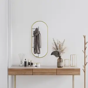 vidaXL Miroir mural Doré 80x35 cm Ovale pas cher