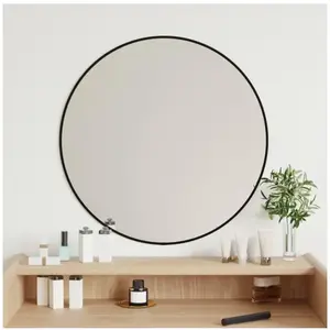 vidaXL Miroir mural Noir Ø 60 cm Rond pas cher