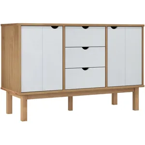 vidaXL Buffet OTTA Marron et blanc 113,5x43x73 cm Bois massif pin pas cher