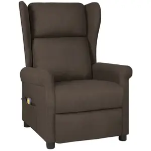 vidaXL Fauteuil de massage Marron foncé Tissu pas cher