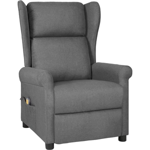 vidaXL Fauteuil de massage Gris clair Tissu pas cher