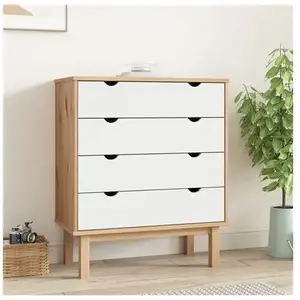 Comparateur de prix : vidaXL Commode OTTA Marron et blanc 76,5x39,5x90 cm Bois de pin massif