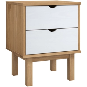 vidaXL Table de chevet OTTA marron et blanc 45x39x57cm bois pin massif pas cher