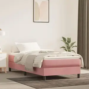 vidaXL Matelas de lit à ressorts ensachés Rose 90x200x20 cm Velours pas cher