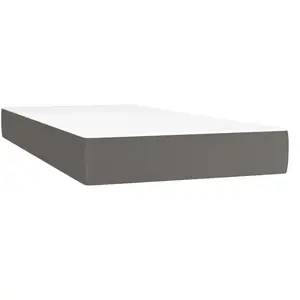 vidaXL Matelas de lit à ressorts ensachés Gris 90x200x20 cm Similicuir pas cher