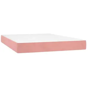 vidaXL Matelas de lit à ressorts ensachés Rose 140x200x20 cm Velours pas cher