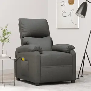 vidaXL Fauteuil de massage Gris foncé Tissu pas cher
