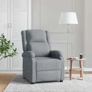vidaXL Fauteuil de massage Gris clair Tissu pas cher