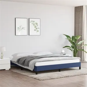vidaXL Cadre de lit Bleu 160x200 cm Tissu pas cher